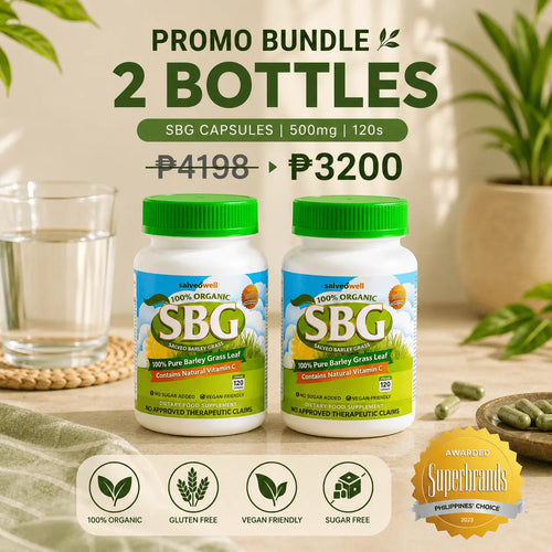 Two Salveo Barley Grass 120-capsule bottles