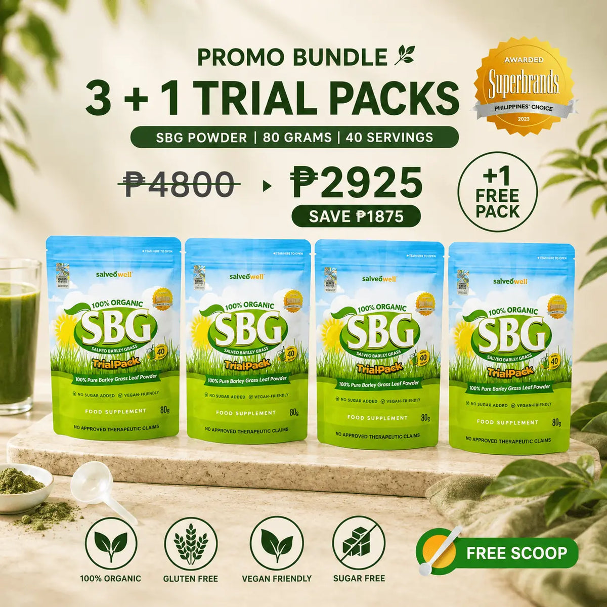 Salveo Barley Grass three plus one Trial Pack bundle